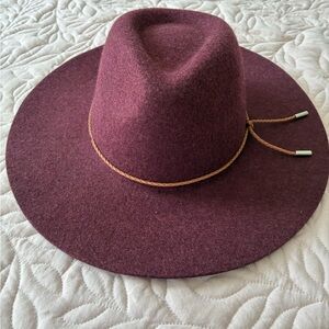 Chic Burgundy Wool Hat with Braided Band